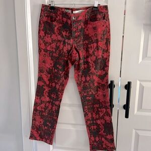 DKNY Jeans red and black floral jean jeggings size 16